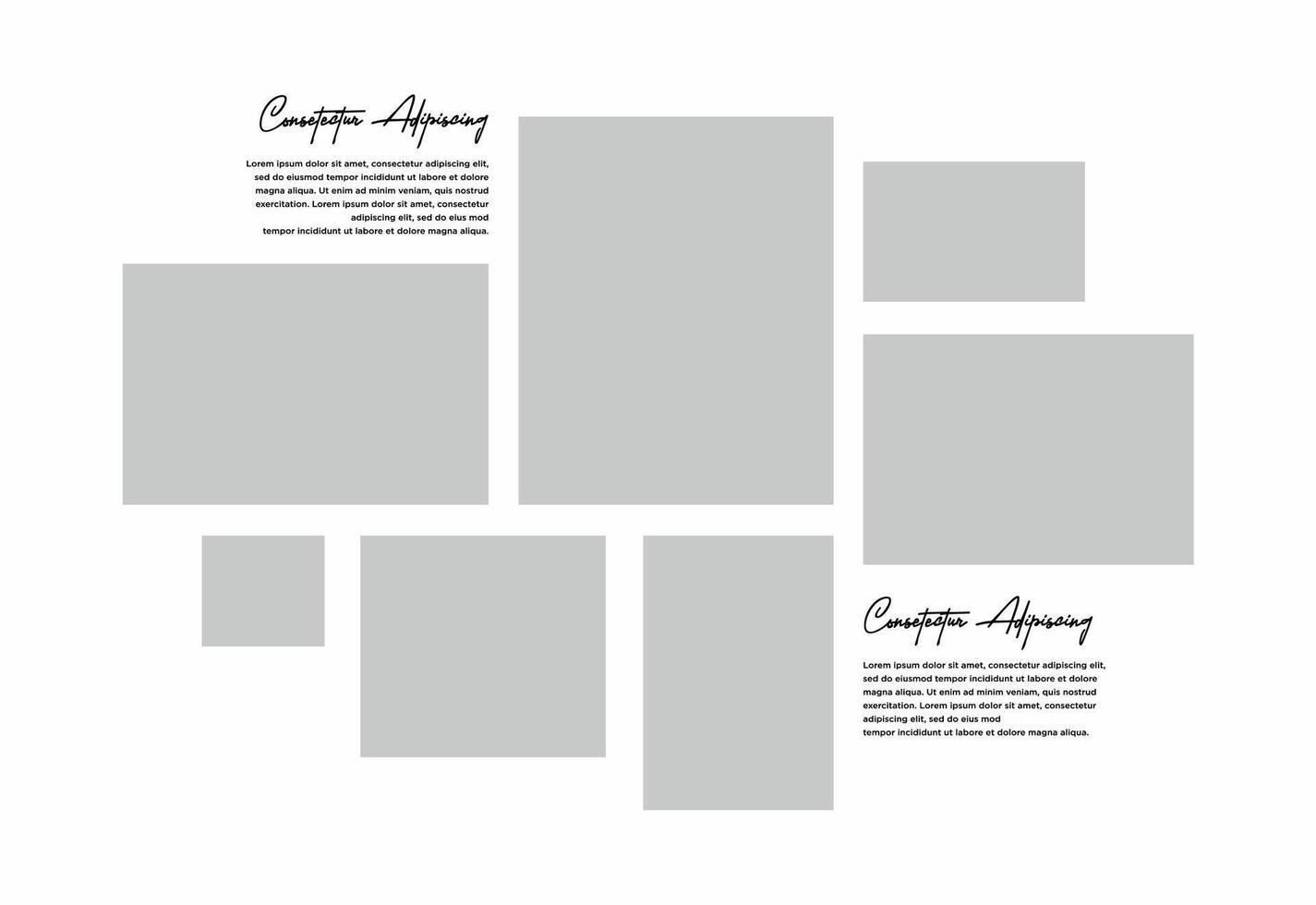 Pictures or photos frame collage. comics page grid layout abstract photo frames and digital photo wall template vector