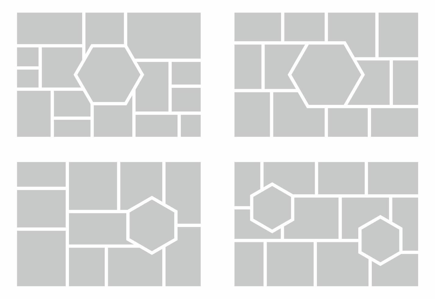 Pictures or photos frame collage. comics page grid layout abstract photo frames and digital photo wall template vector
