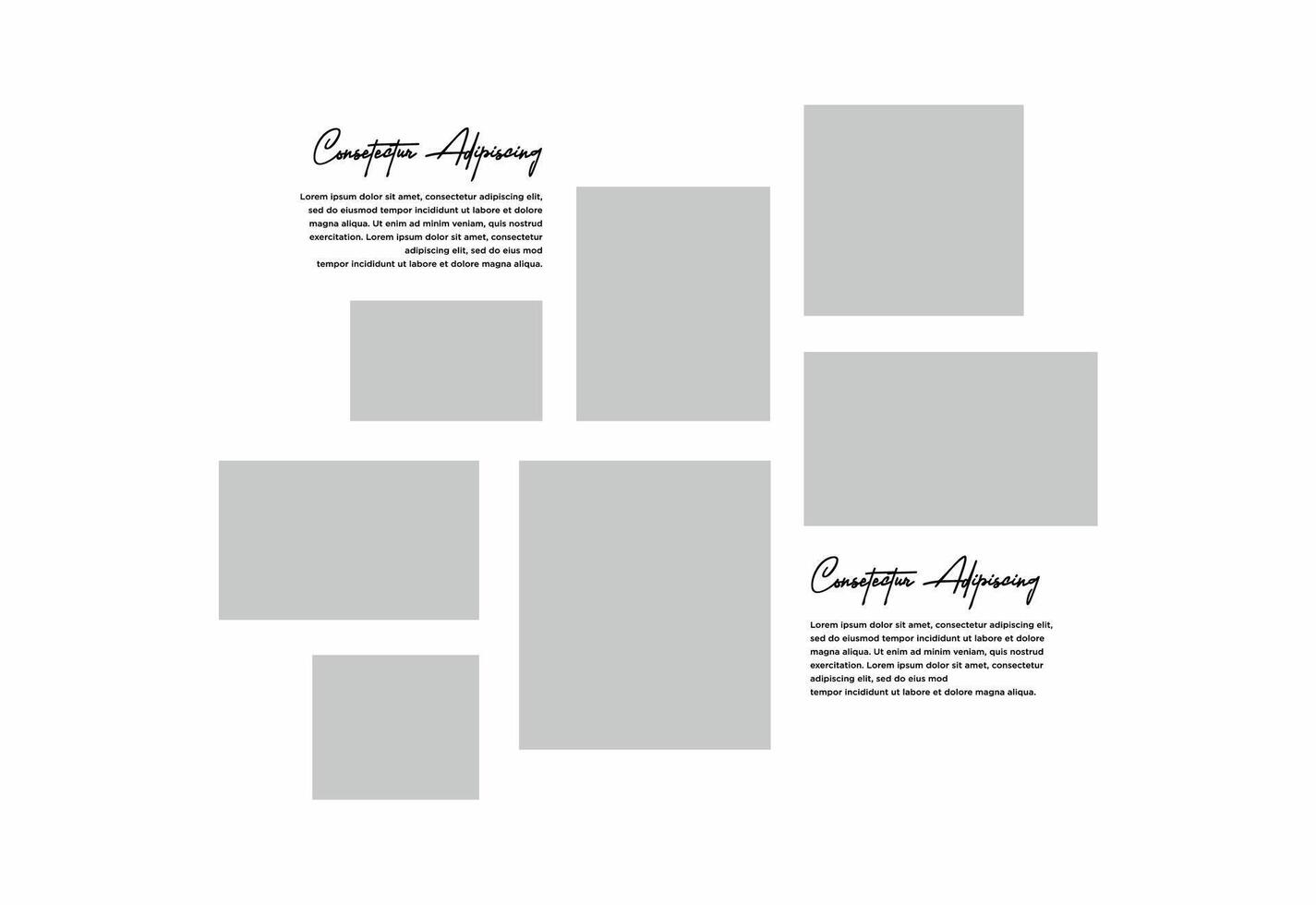 Pictures or photos frame collage. comics page grid layout abstract photo frames and digital photo wall template vector