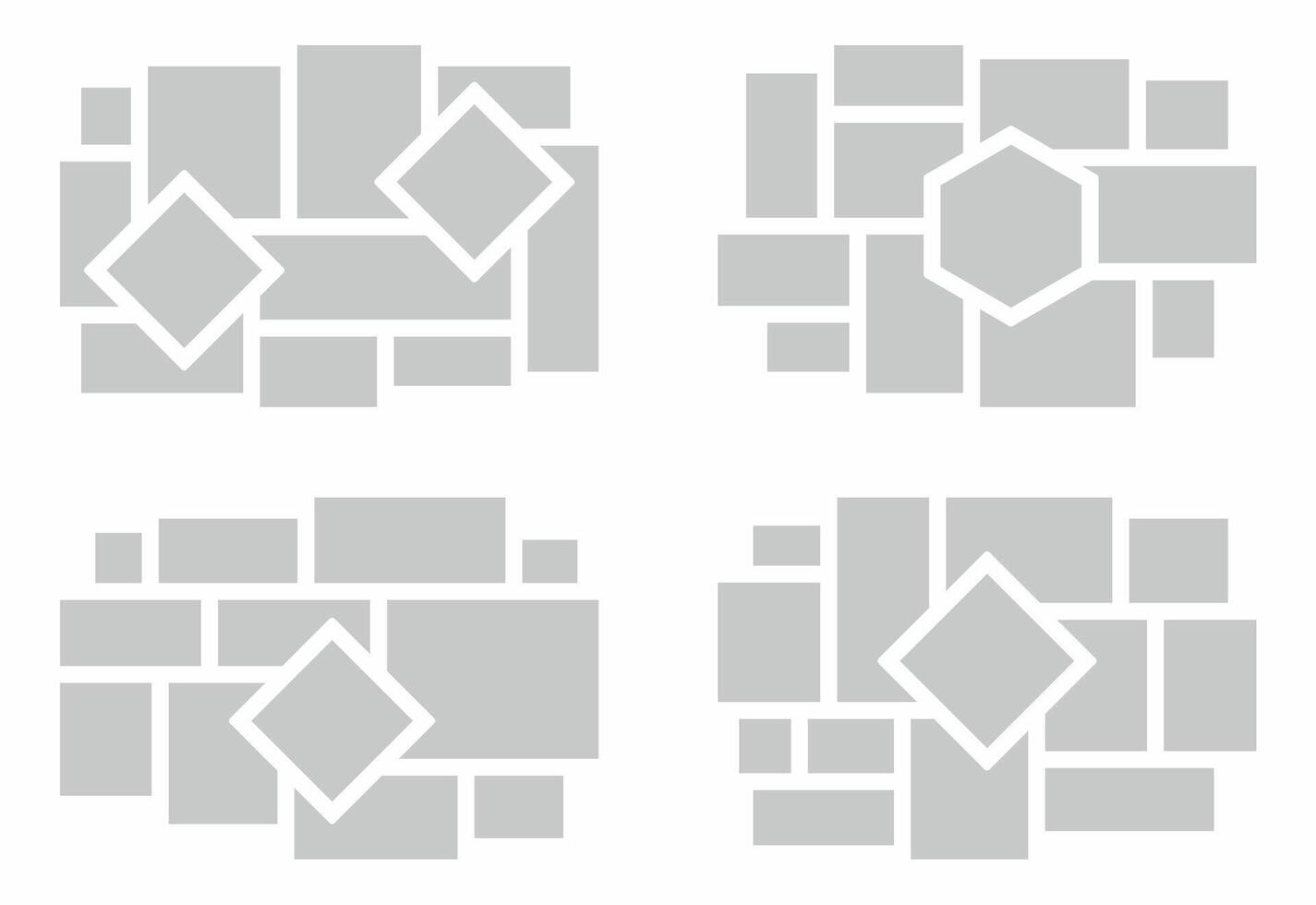 Pictures or photos frame collage. comics page grid layout abstract photo frames and digital photo wall template vector