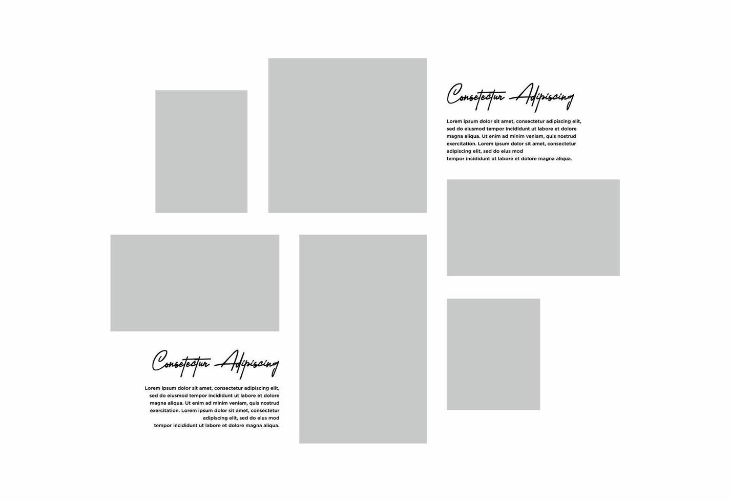 Pictures or photos frame collage. comics page grid layout abstract photo frames and digital photo wall template vector