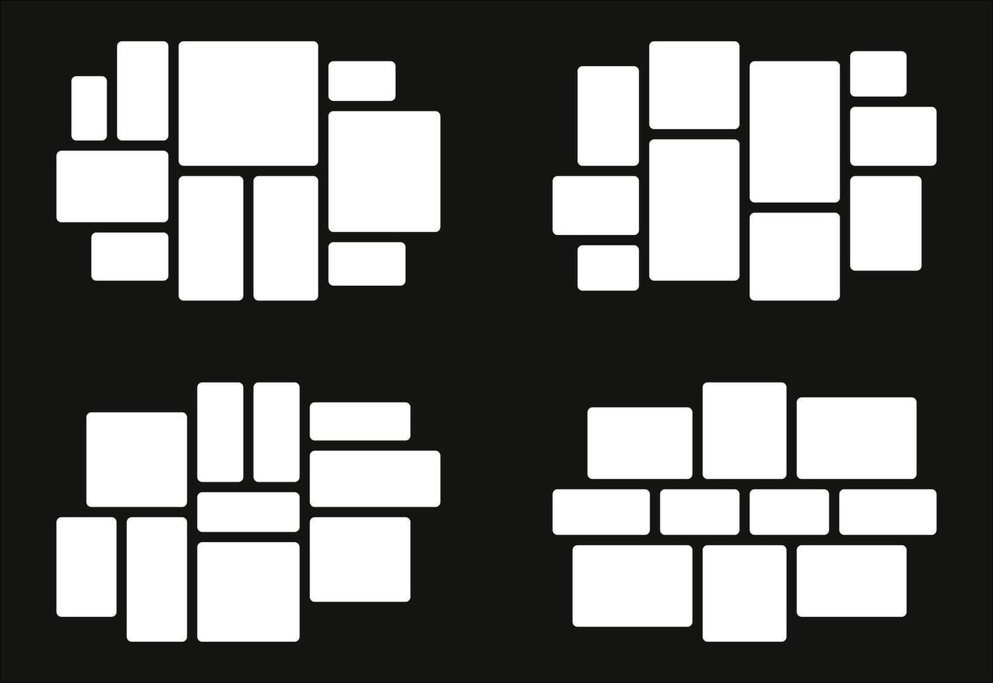 Set Pictures or photos frame collage abstract photo frames and digital photo wall template vector