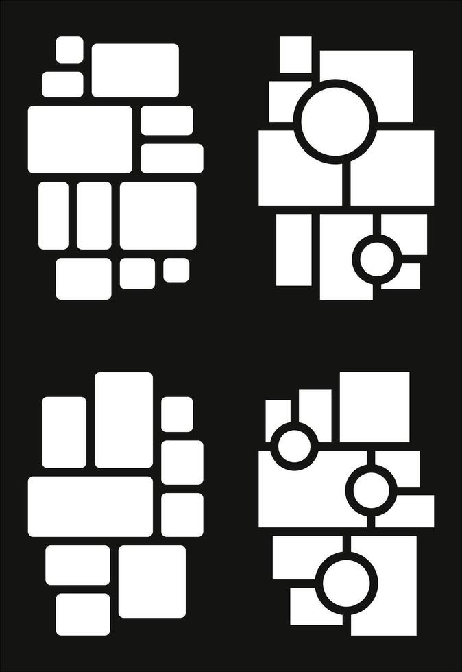 Set Pictures or photos frame collage abstract photo frames and digital photo wall template vector