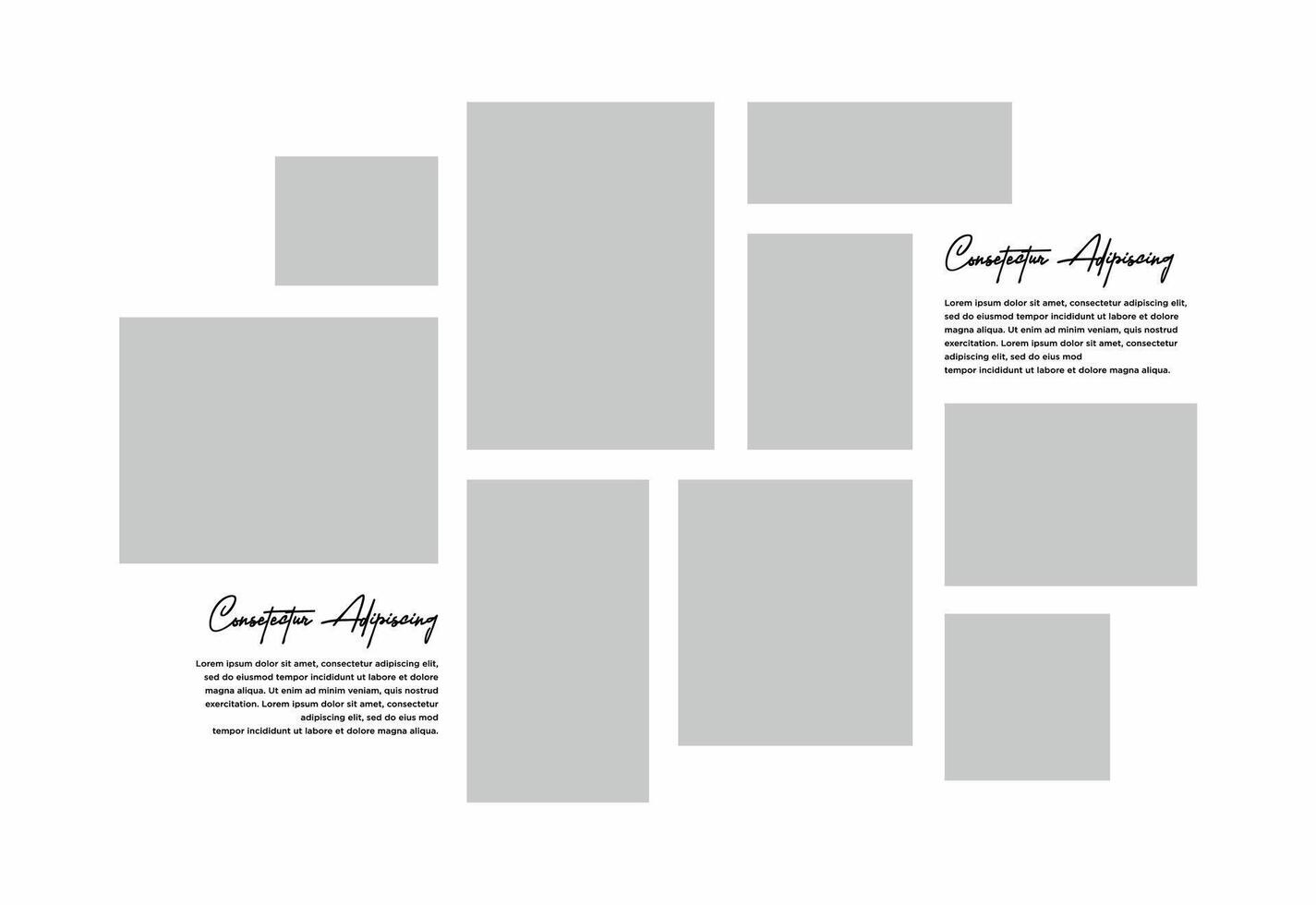 Pictures or photos frame collage. comics page grid layout abstract photo frames and digital photo wall template vector