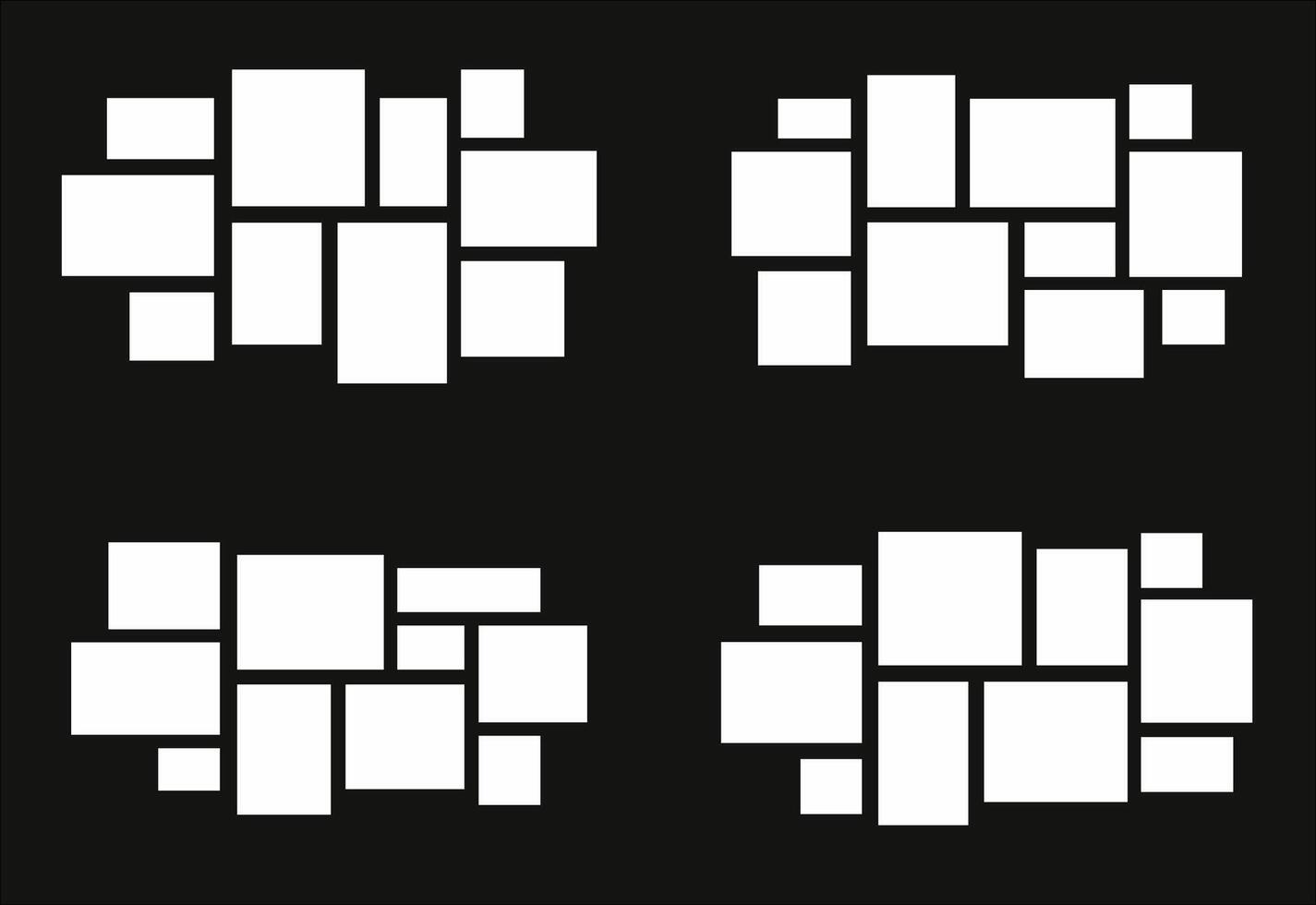 Set Pictures or photos frame collage abstract photo frames and digital photo wall template vector