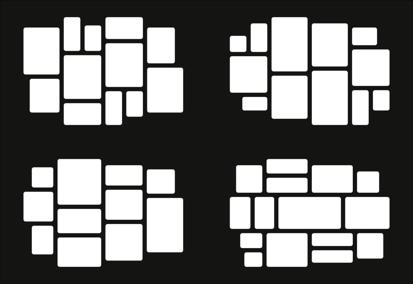 Set Pictures or photos frame collage abstract photo frames and digital photo wall template vector