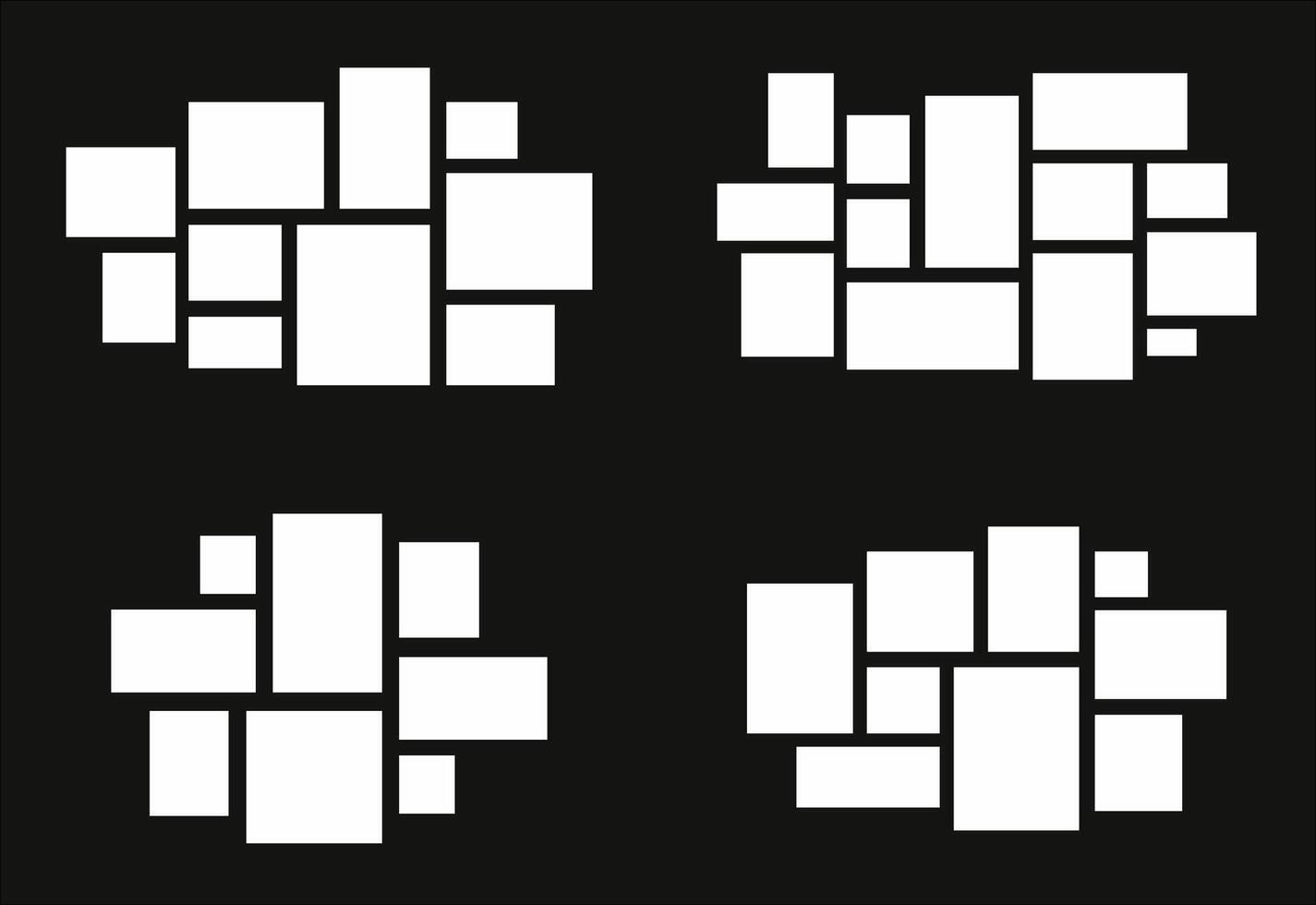Set Pictures or photos frame collage abstract photo frames and digital photo wall template vector