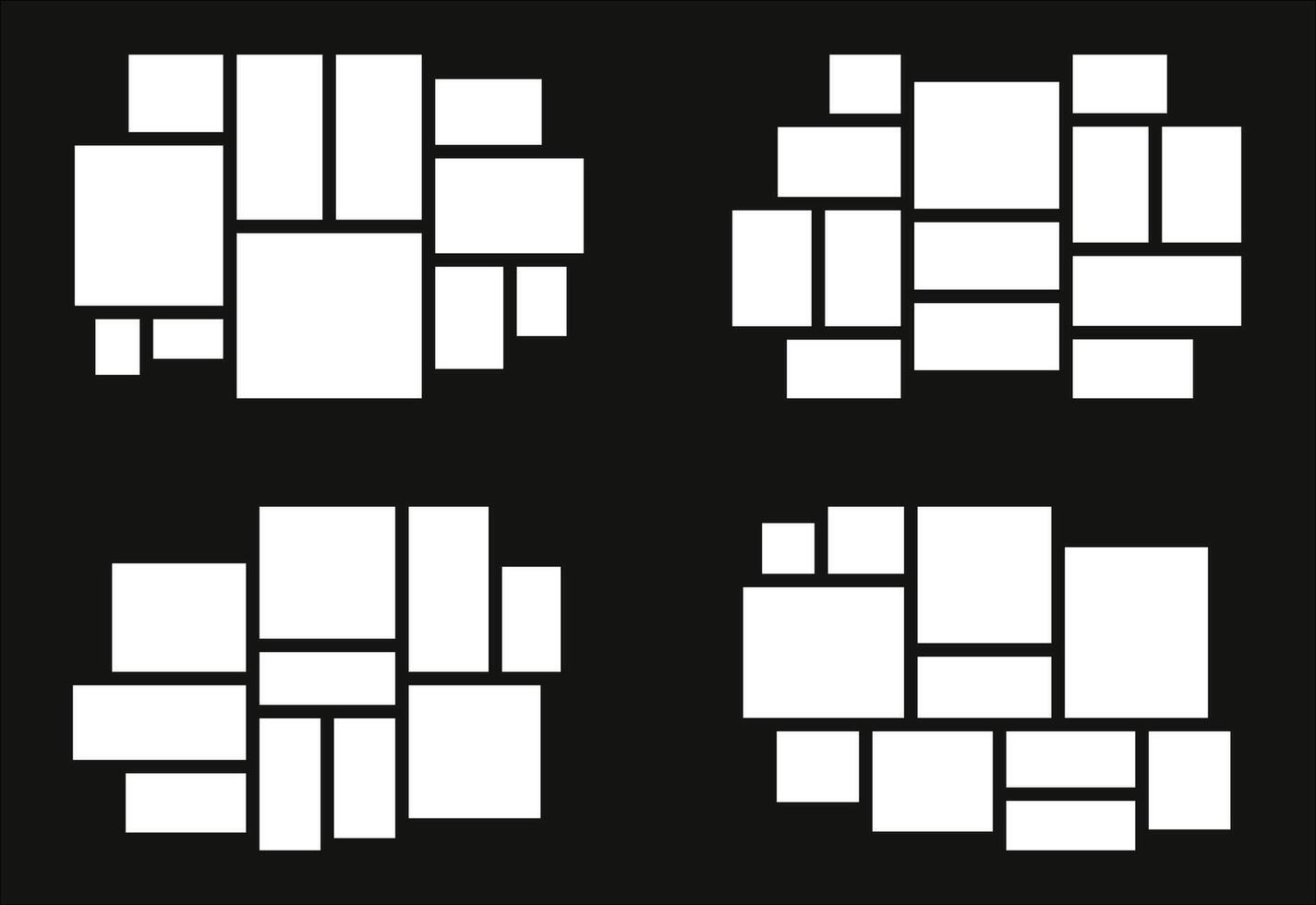 Set Pictures or photos frame collage abstract photo frames and digital photo wall template vector