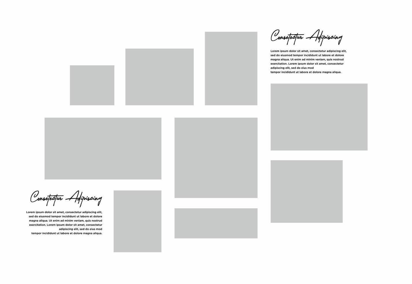 Pictures or photos frame collage. comics page grid layout abstract photo frames and digital photo wall template vector