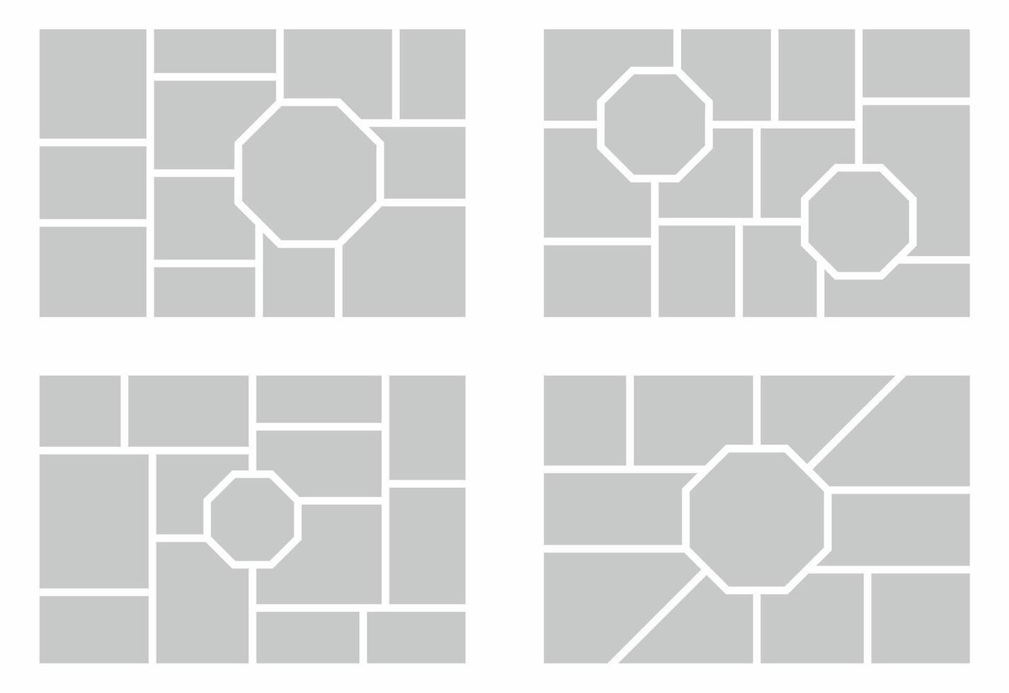 Pictures or photos frame collage. comics page grid layout abstract photo frames and digital photo wall template vector
