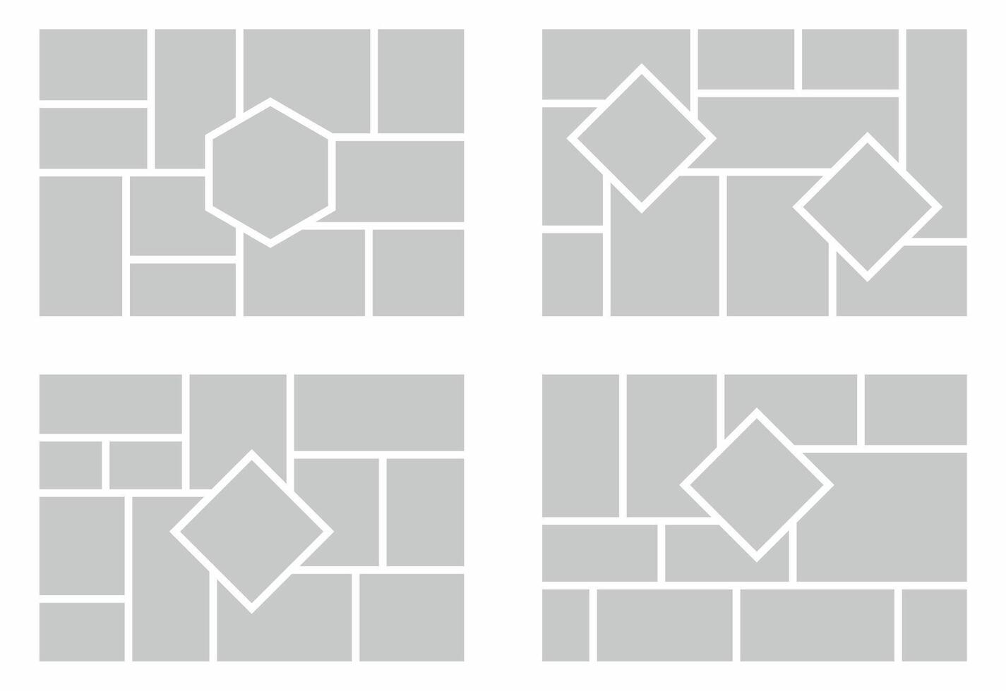 Pictures or photos frame collage. comics page grid layout abstract photo frames and digital photo wall template vector