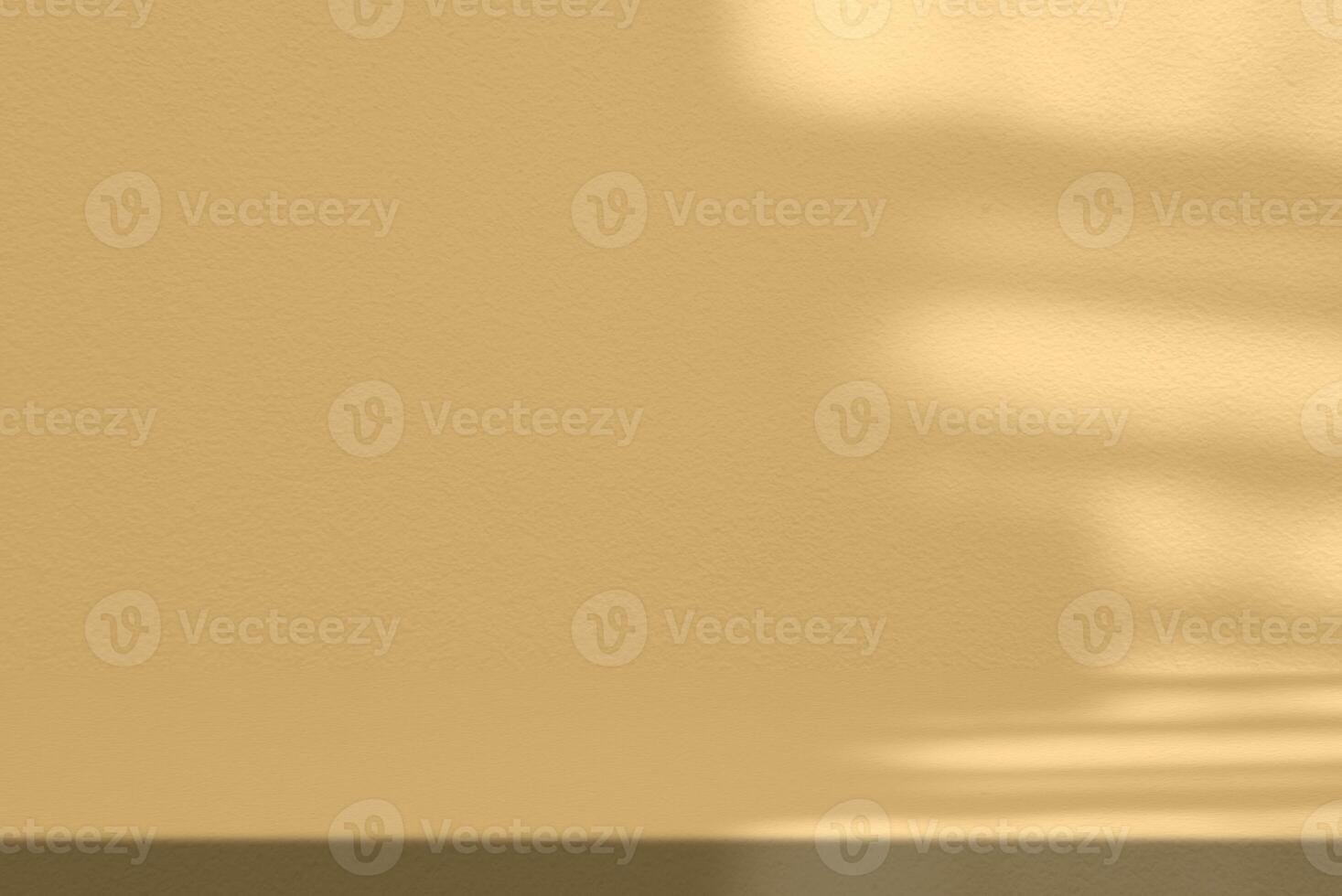 Gold Stucco Table with Nature Shadow on Concrete Wall Texture Background photo