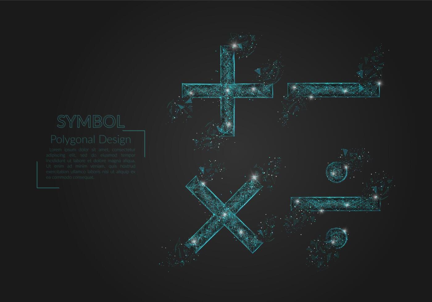 Abstract isolated blue image of a math signs. Polygonal illustration looks like stars in the blask night sky in spase or flying glass shards. Digital design for website, web, internet vector