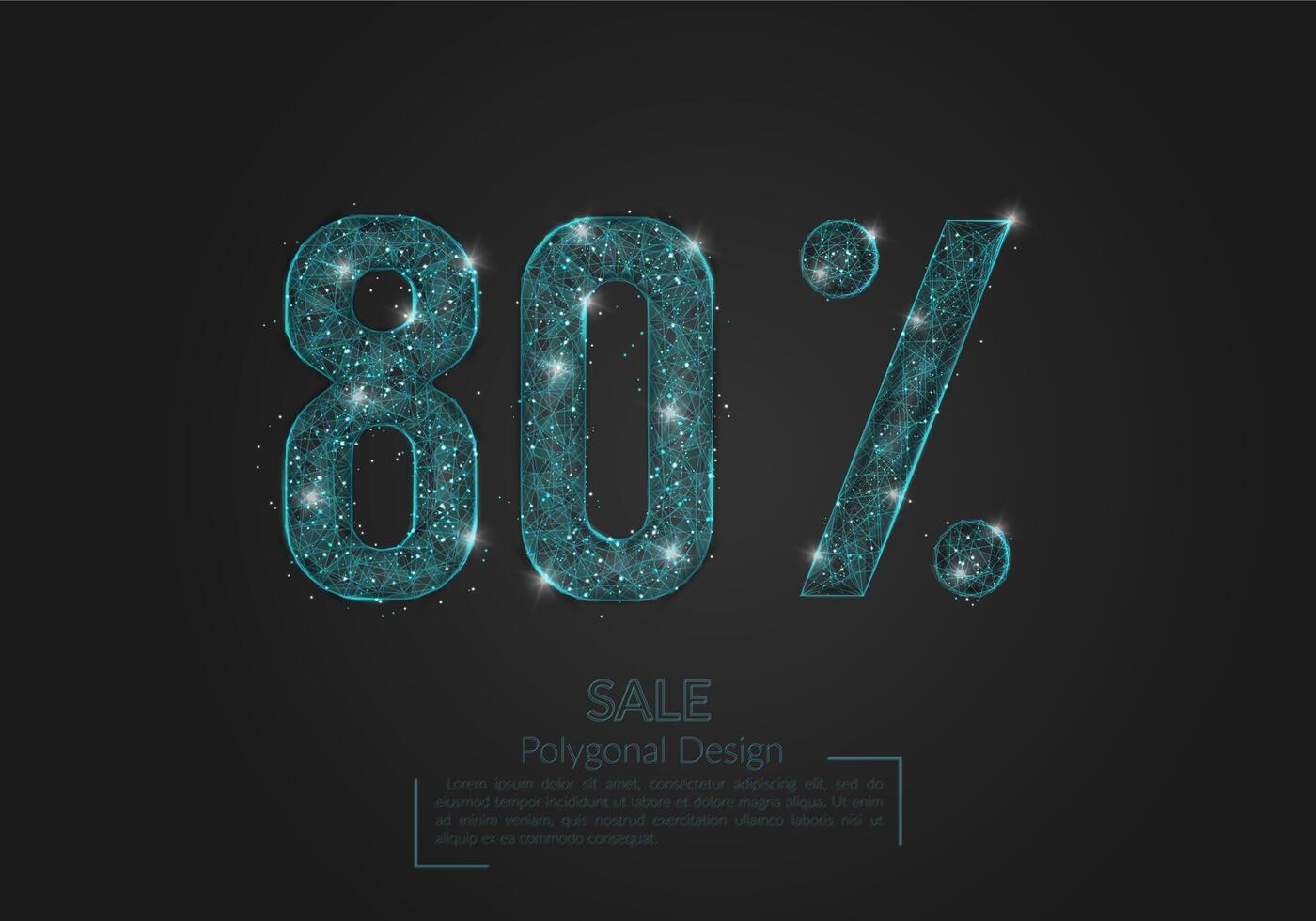 Abstract isolated blue 80 percent sale concept. Polygonal illustration looks like stars in the blask night sky in spase or flying glass shards. Digital design for website, web, internet vector