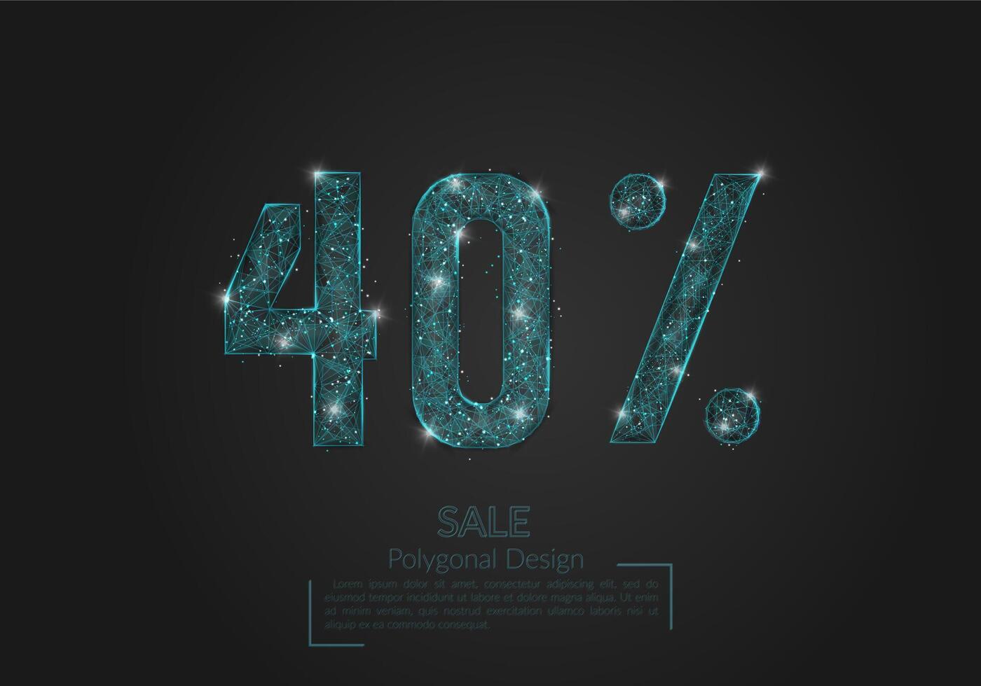Abstract isolated blue 40 percent sale concept. Polygonal illustration looks like stars in the blask night sky in spase or flying glass shards. Digital design for website, web, internet vector