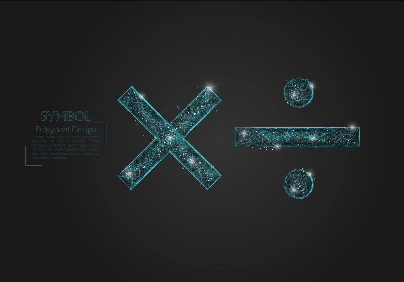 Abstract isolated blue image of a math signs. Polygonal illustration looks like stars in the blask night sky in spase or flying glass shards. Digital design for website, web, internet vector