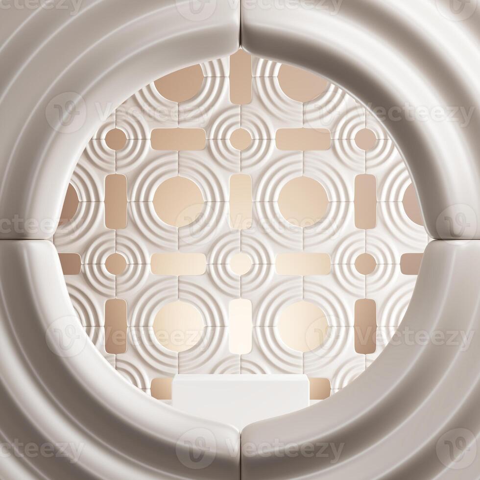 abstract background white circle pattern for product presentation. 3D illustration photo