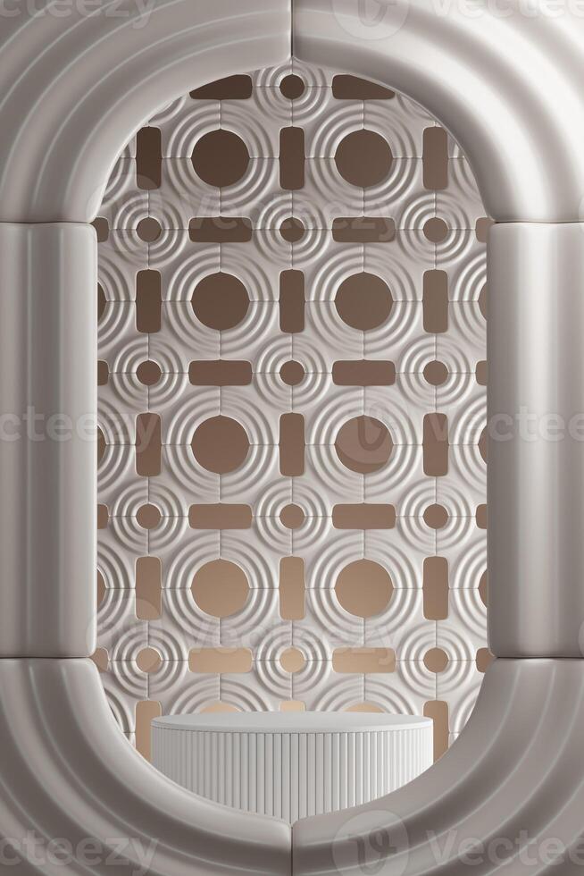 abstract background white circle pattern for product presentation. 3D illustration photo