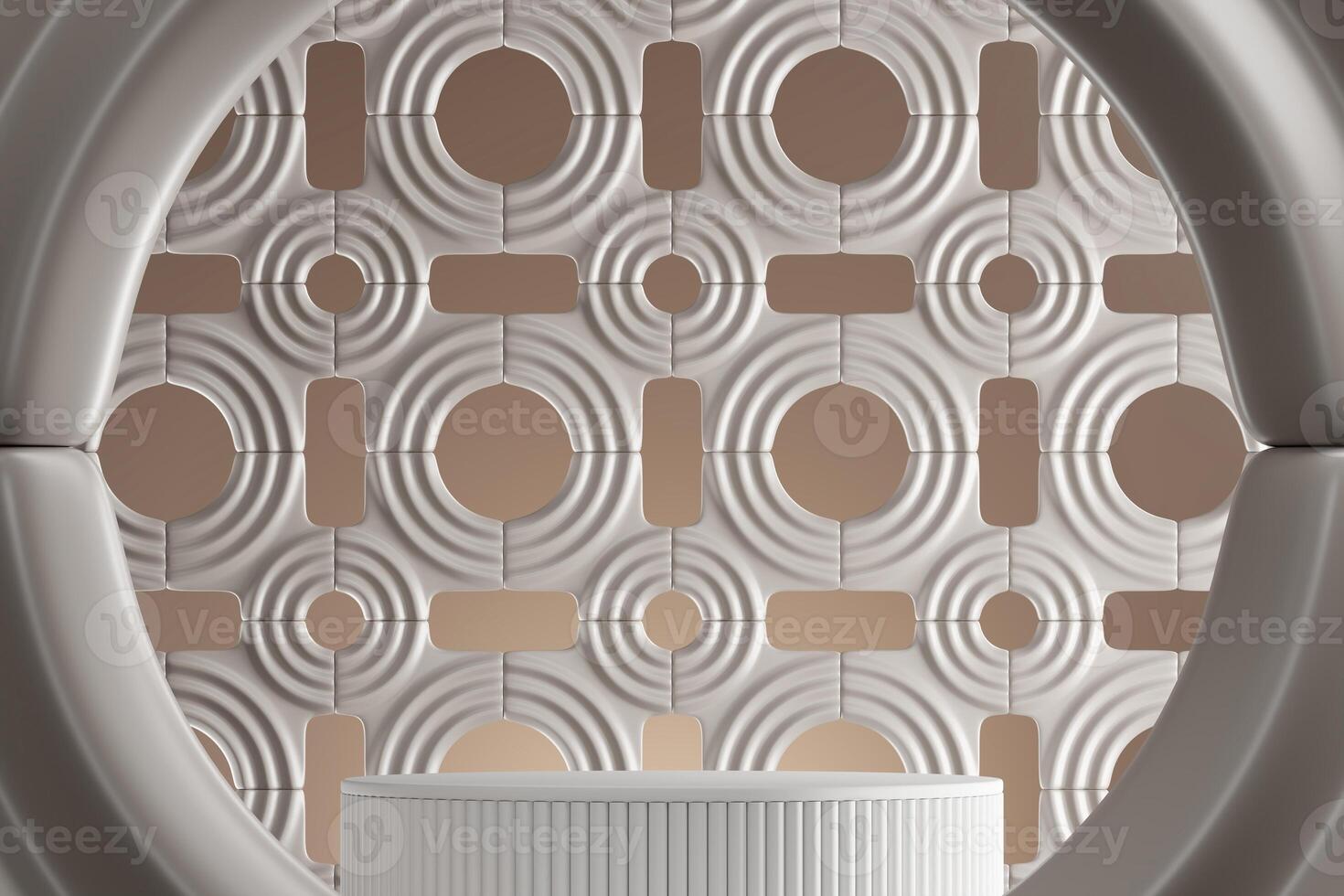 abstract background white circle pattern for product presentation. 3D illustration photo