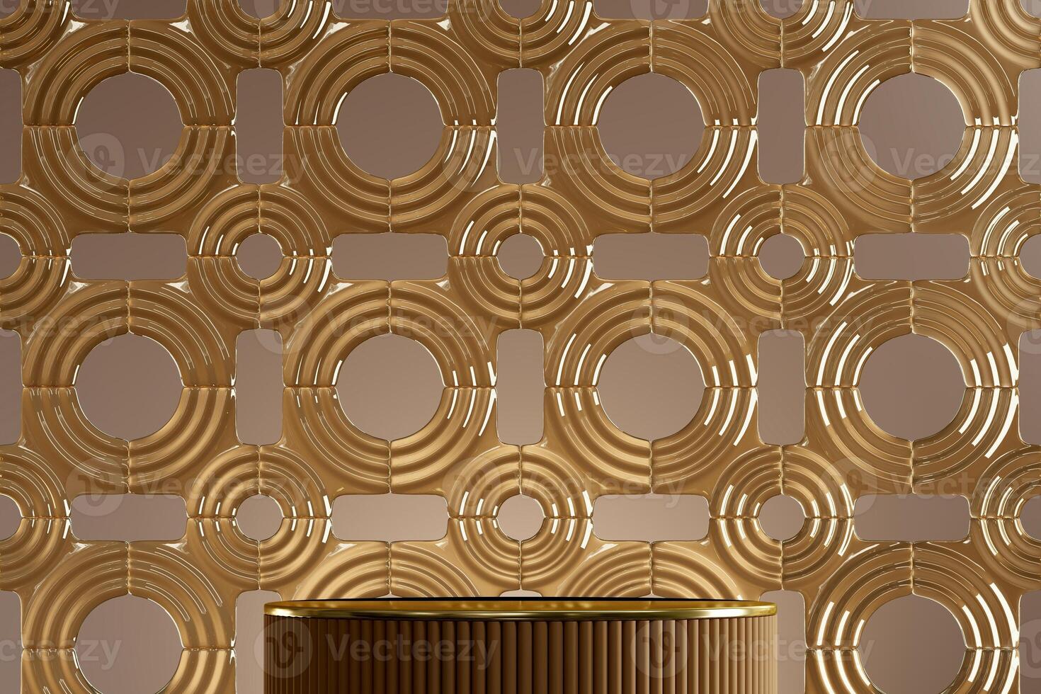 abstract background glass gold circle pattern for product presentation. 3D illustration photo