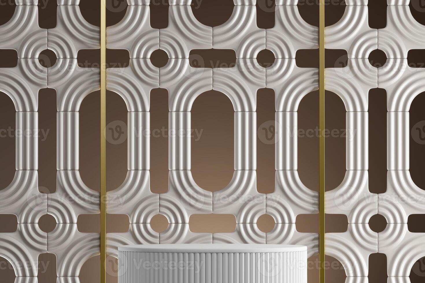 abstract background white circle pattern for product presentation. 3D illustration photo