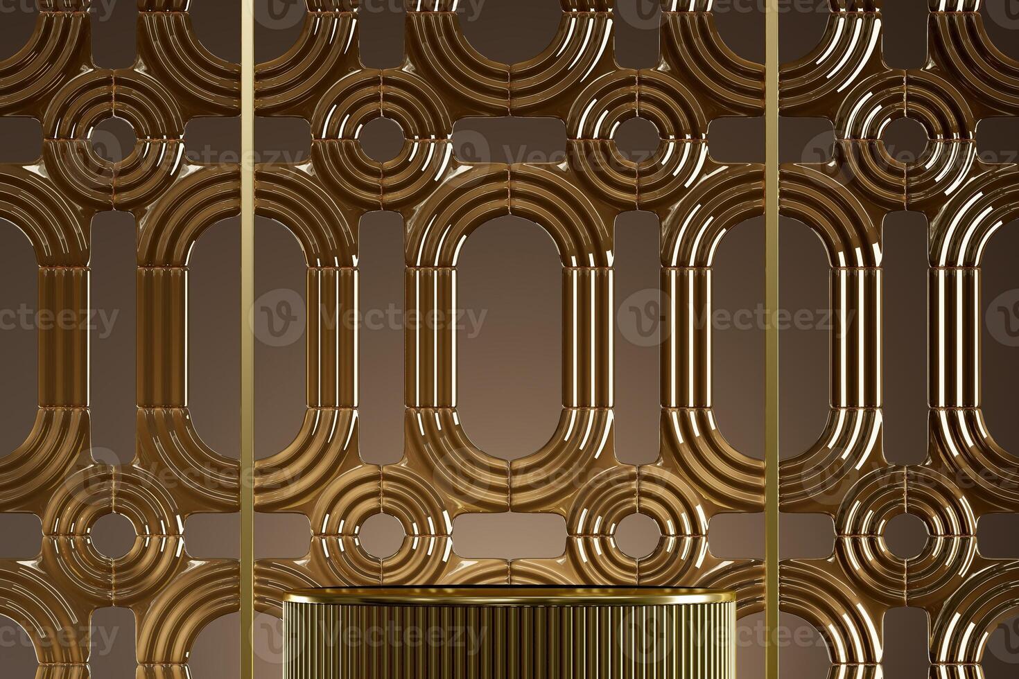 abstract background glass gold circle pattern for product presentation. 3D illustration photo