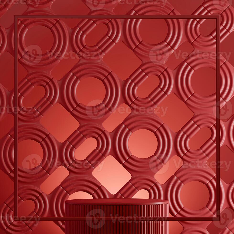 abstract background red circle pattern for product presentation. 3D illustration photo