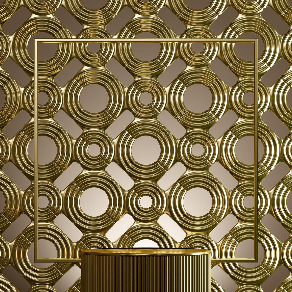 abstract background gold circle pattern for product presentation. 3D illustration photo