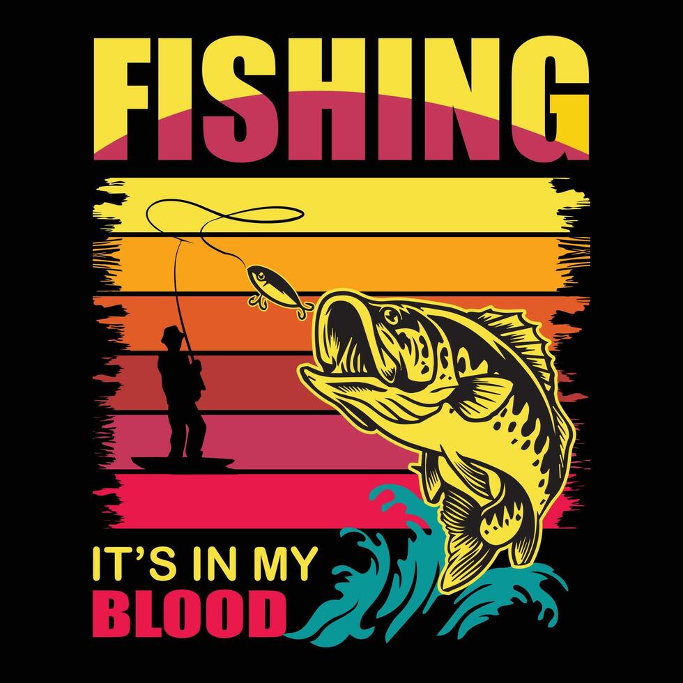 fishing t shirt design vector