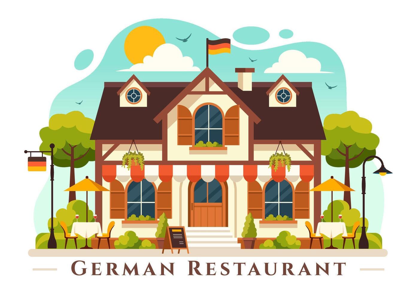 German Food Restaurant Illustration featuring a Collection of Delicious Traditional Cuisine and Drinks on a Flat Style Cartoon Background vector