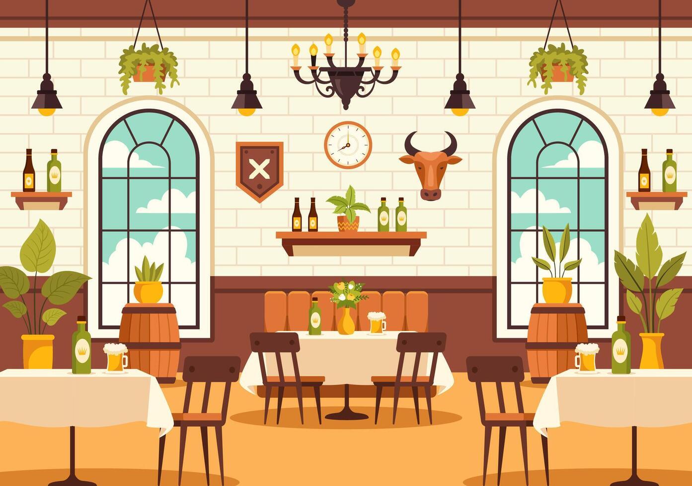 German Food Restaurant Illustration featuring a Collection of Delicious Traditional Cuisine and Drinks on a Flat Style Cartoon Background vector
