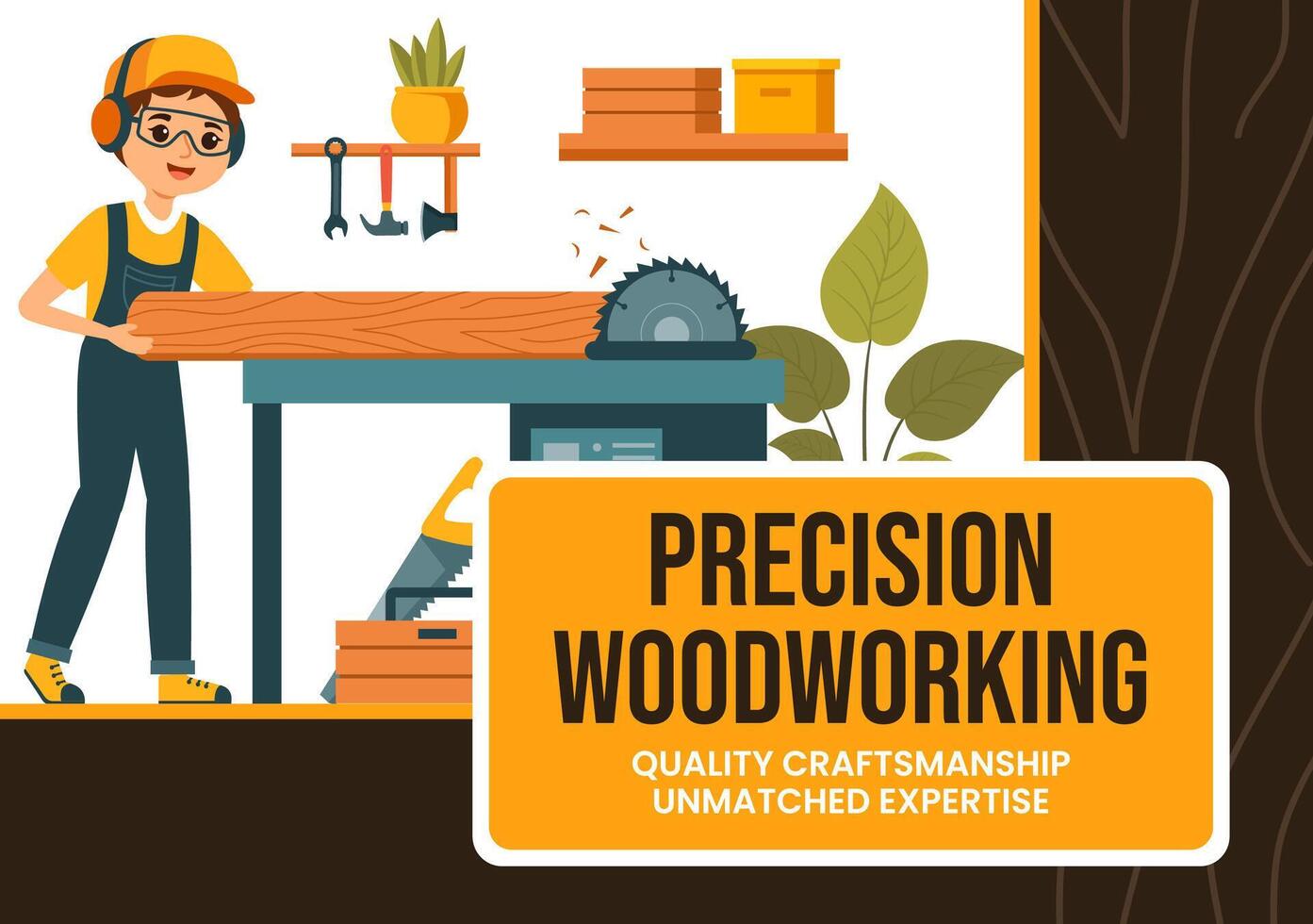 Woodworking Social Media Background Flat Cartoon Hand Drawn Templates Illustration vector