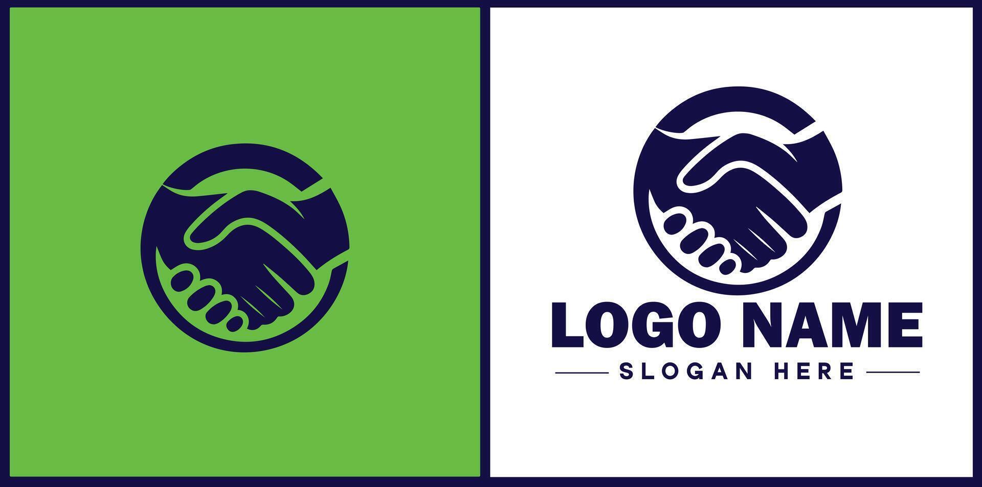 handshake logo icon for business brand app icon deal people friendship partnership cooperation business teamwork trust logo template vector