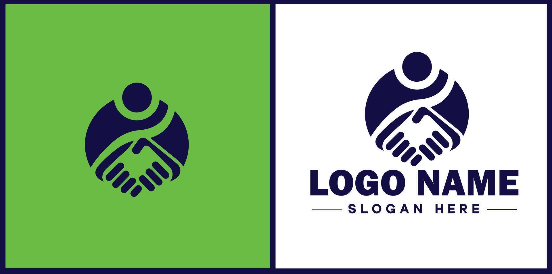 handshake logo icon for business brand app icon deal people friendship partnership cooperation vector