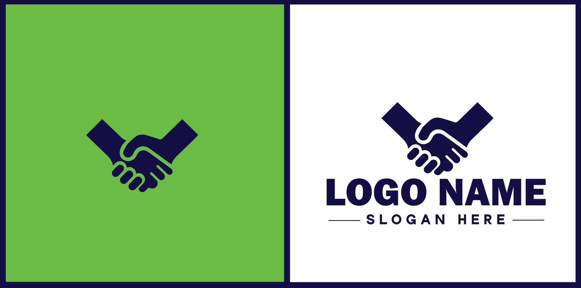 handshake logo icon for business brand app icon deal people friendship partnership cooperation business teamwork trust logo template vector