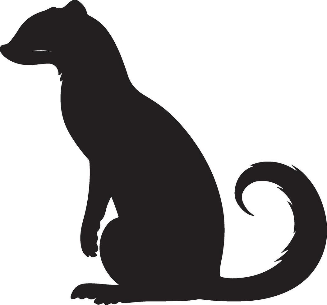 Weasel Silhouette Illustration White Background vector