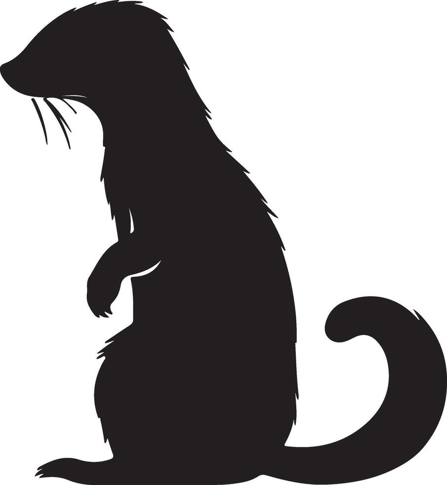 Weasel Silhouette Illustration White Background vector