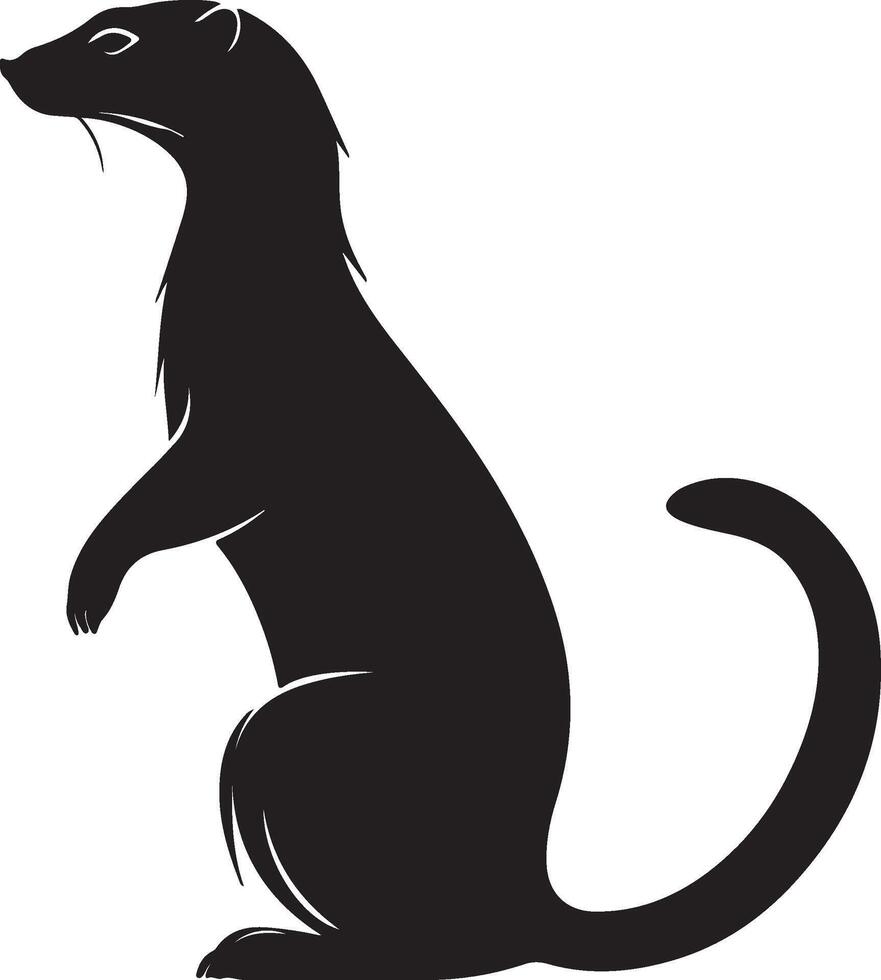 Weasel Silhouette Illustration White Background vector