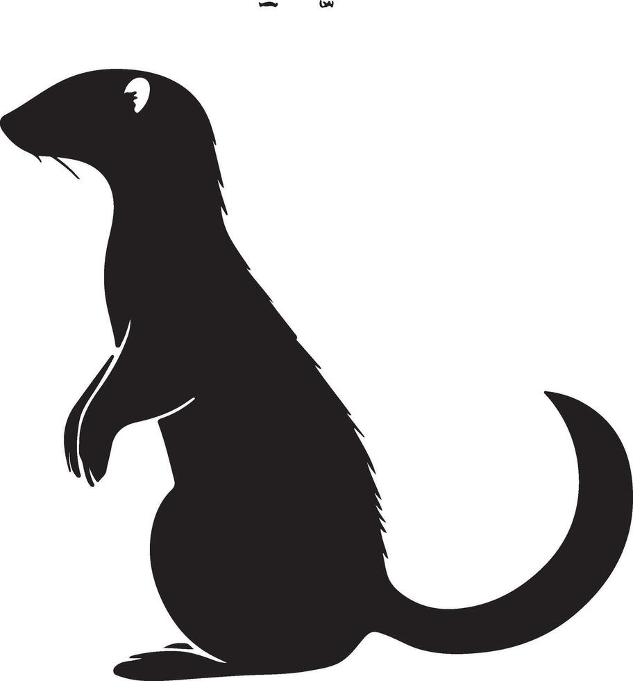Weasel Silhouette Illustration White Background vector