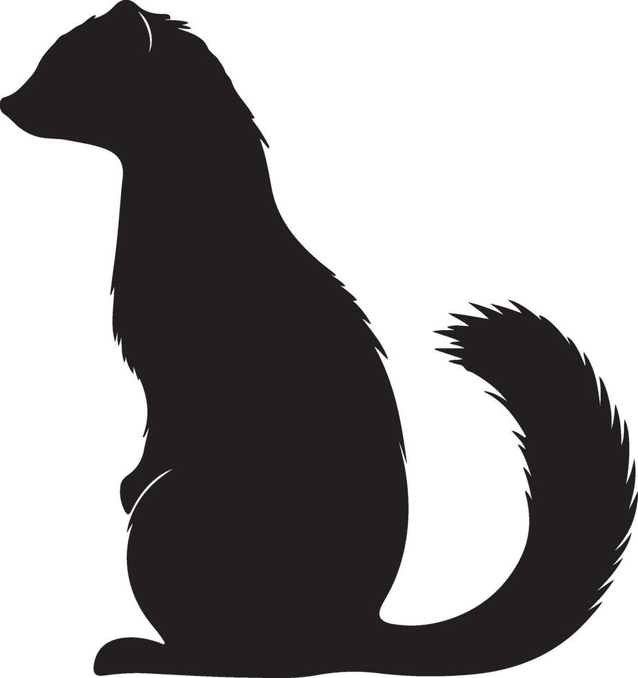 Weasel Silhouette Illustration White Background vector