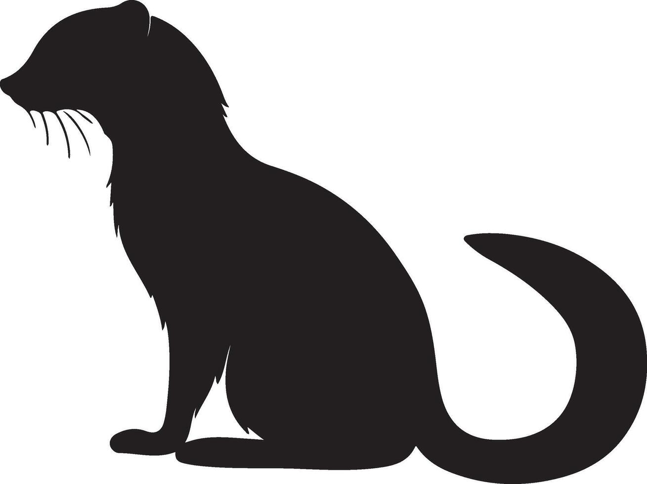 Weasel Silhouette Illustration White Background vector