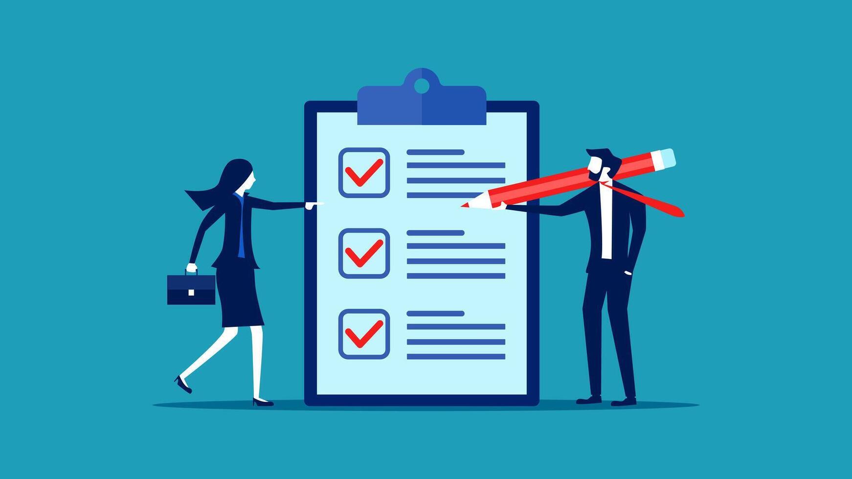 business people with checklist and pen on a clipboard vector