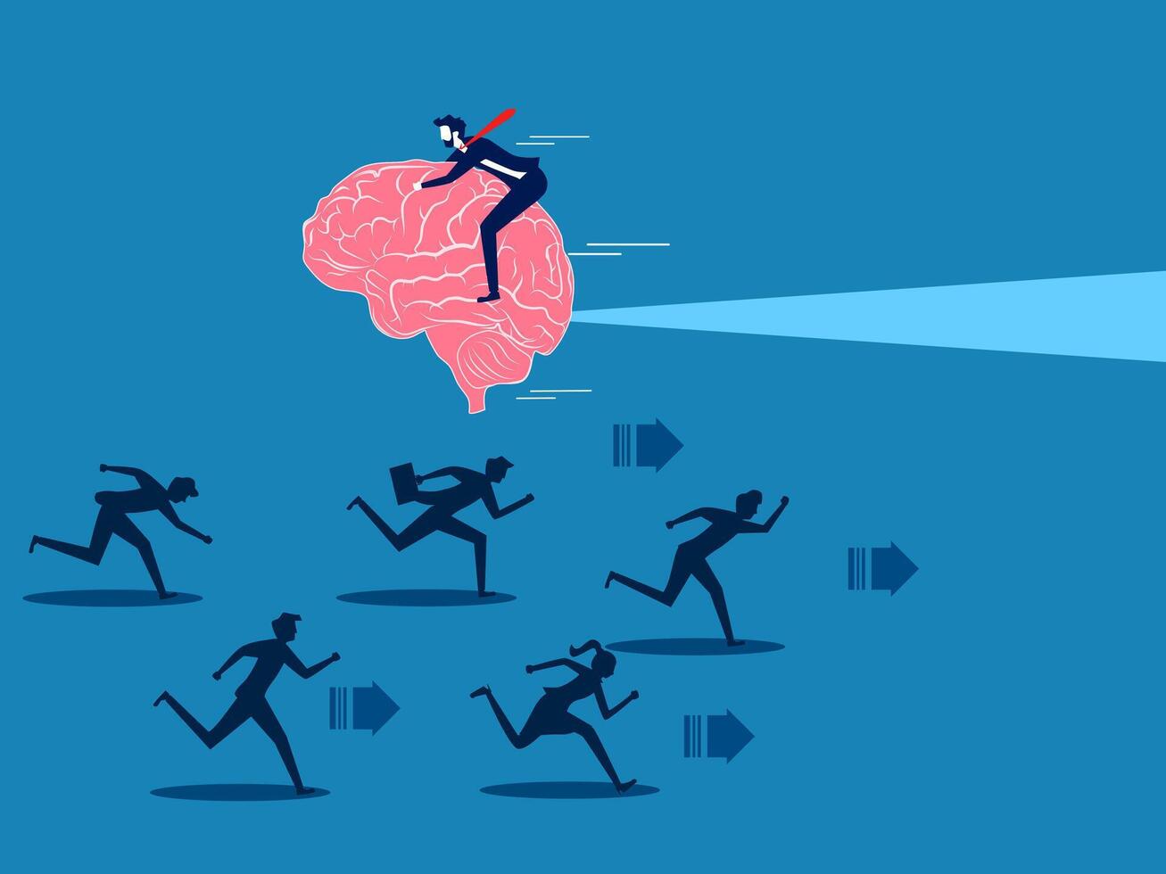 Think creatively and differently. Businessmen who think differently from other competitors vector