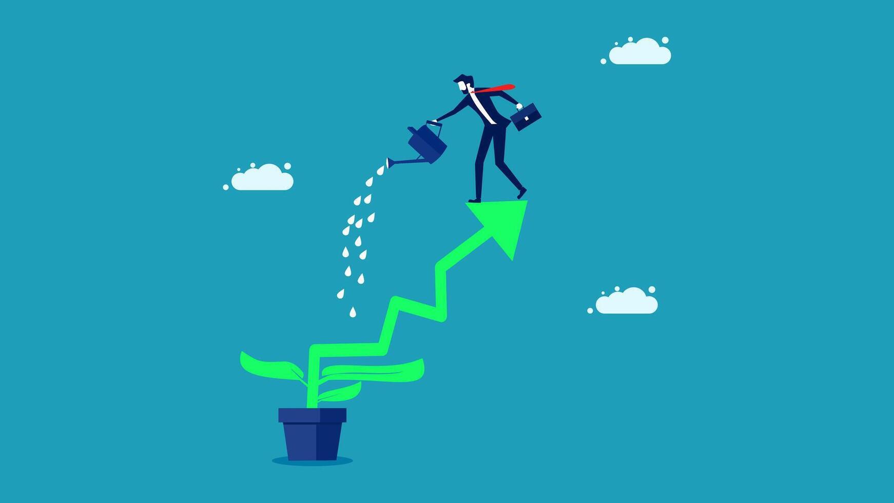 businessman climbing up a tree to grow a business vector