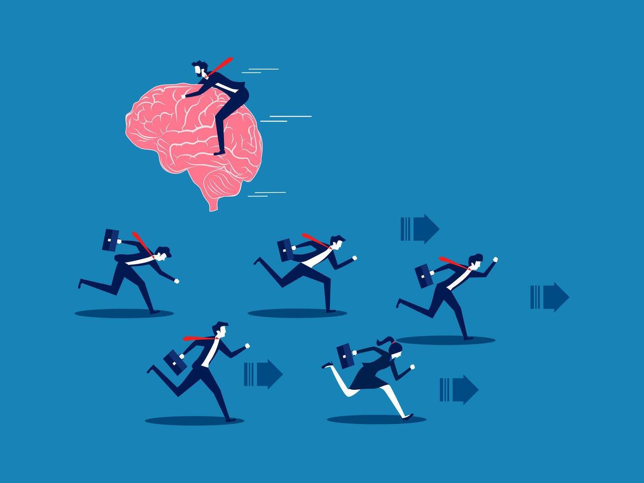 Think creatively about new approaches. Businessmen who think differently from other competitors vector