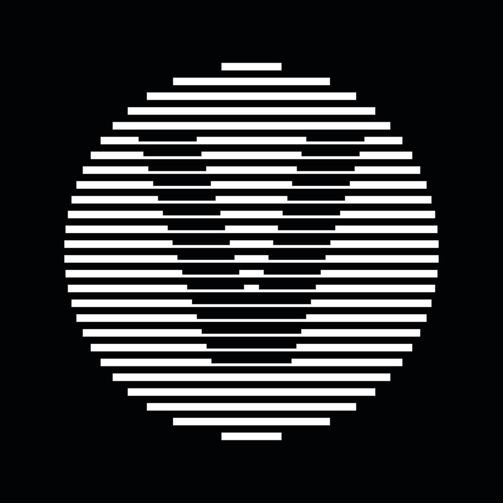 V Alphabet Letter Logo Round Circle Line Abstract Optical Illusion Stripe Halftone Symbol Icon vector