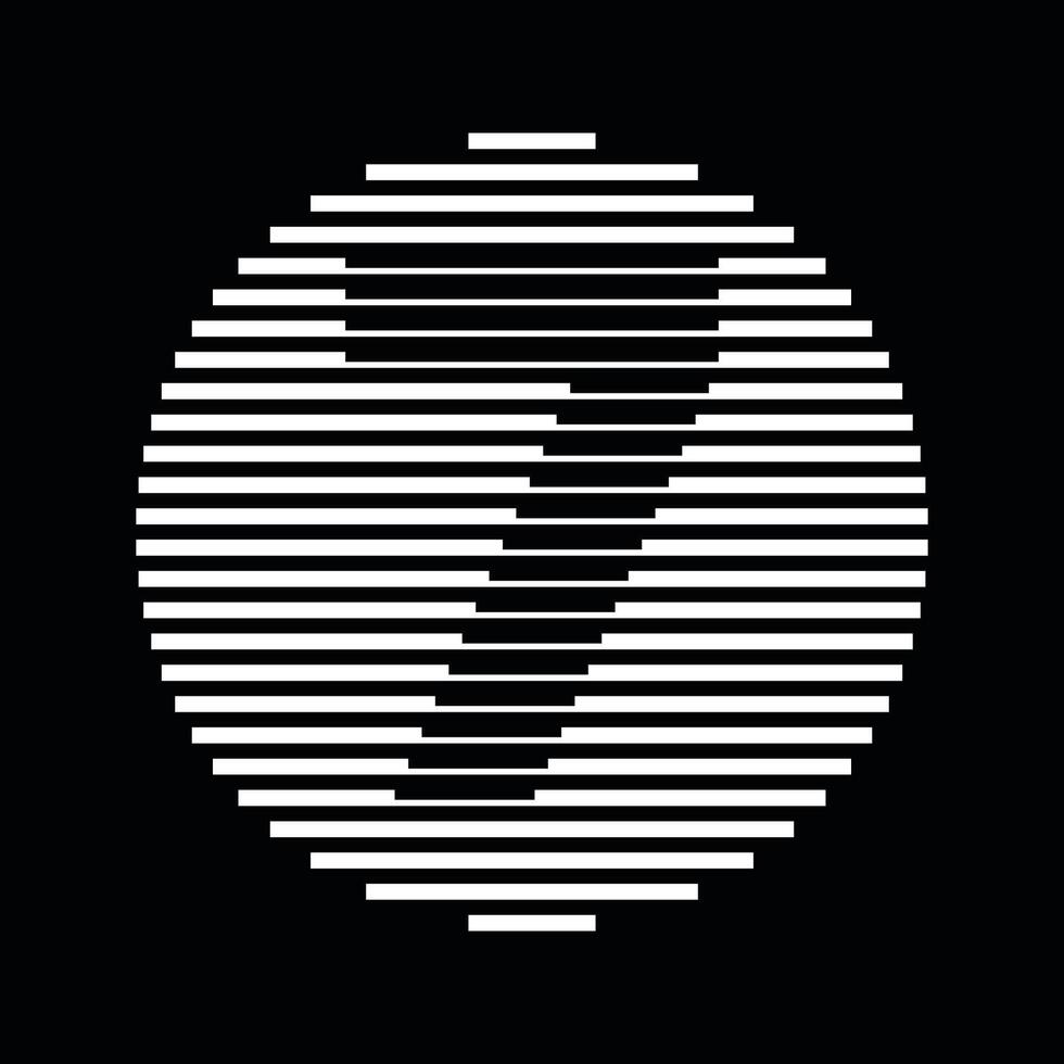 Seven Number Round Line Abstract Optical Illusion Stripe Halftone Symbol Icon vector