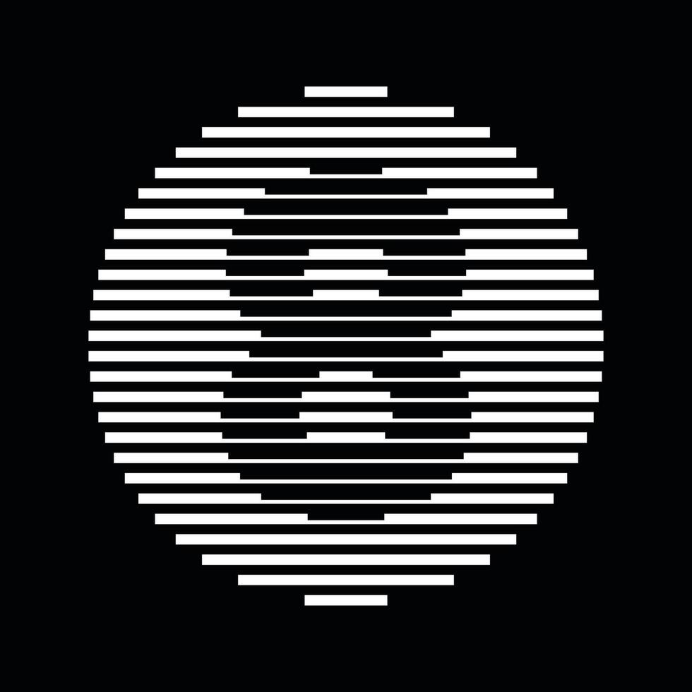 Eight Number Round Line Abstract Optical Illusion Stripe Halftone Symbol Icon vector