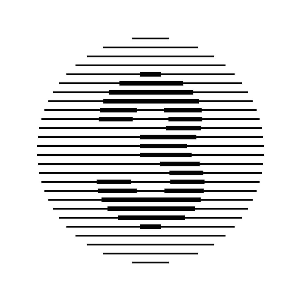 Three Number Round Line Abstract Optical Illusion Stripe Halftone Symbol Icon vector
