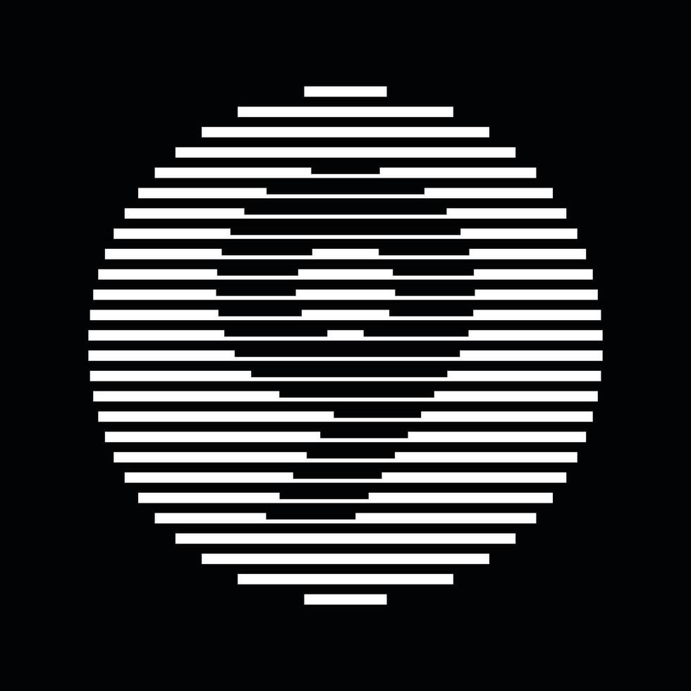 Nine Number Round Line Abstract Optical Illusion Stripe Halftone Symbol Icon vector